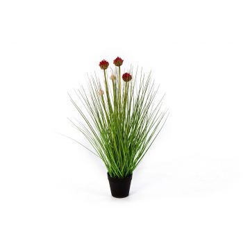 Kunstgras Allium AIDEN im Dekotopf, rot, 50cm