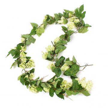 Kunst Hopfengirlande KRATEOS mit Blüten, grün, 200cm