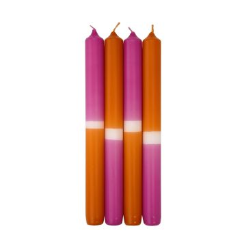Dip Dye Tafelkerzen LISSITA, 4 Stück, pink-aprikose, 25cm, Ø2,3cm, 11h