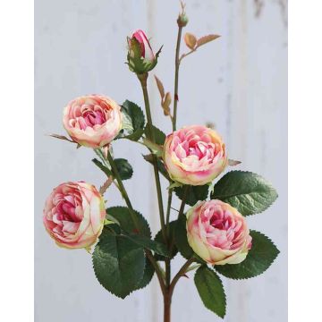 Textilblume Kohl-Rose SABSE, rosa-creme, 55cm, Ø4-5cm