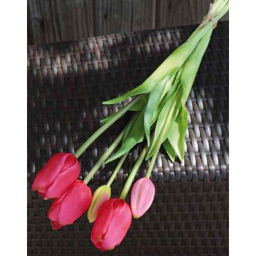 Künstlicher Tulpenstrauß LONA, pink-grün, 45cm, Ø15cm