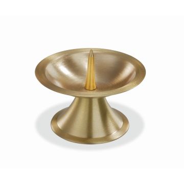 Messing Kerzenhalter OLIVERIO mit Dorn, für Kerzen Ø5-6cm, matt gebürstet, gold, 5cm, Ø9cm