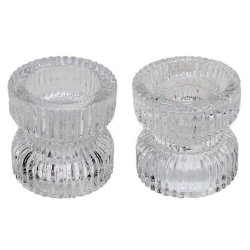 Wendbarer Glas Kerzenständer ARTORIUS für Teelichter, Stabkerzen, klar, 6cm, Ø6,4cm