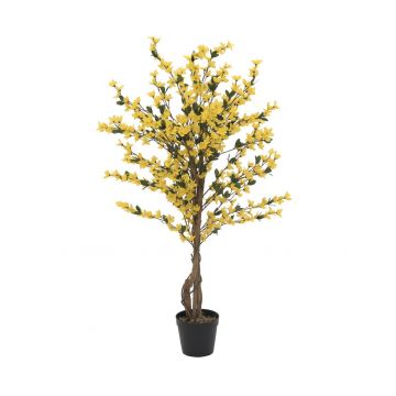 Kunstbaum Forsythie MISAKI, Echtstämme, mit Blüten, gelb, 120cm