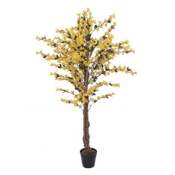 Kunstbaum Forsythie MISAKI, Echtstämme, mit Blüten, gelb, 150cm