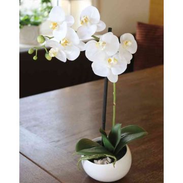 Künstliche Phalaenopsis Orchidee KAYLA, Keramiktopf, weiß, 45cm