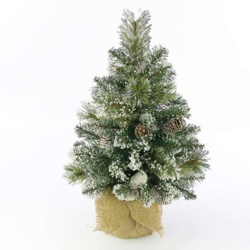Kunst Christbaum RIGA, Jutesack, mit Zapfen, weiß, 60cm, Ø40cm