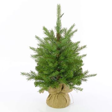 Künstlicher Tannenbaum WELLINGTON, Jutesack, LEDs, 60cm, Ø50cm
