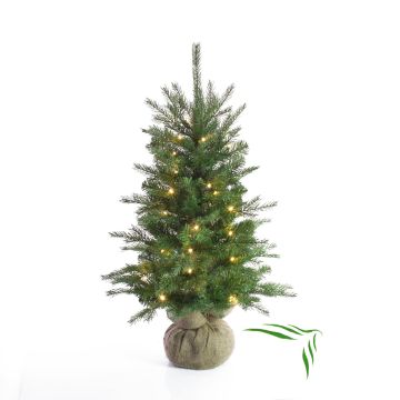 Künstlicher Tannenbaum WELLINGTON, Jutesack, LEDs, 90cm, Ø65cm