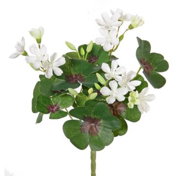 Künstlicher Klee KARTIKA mit Blüten, auf Steckstab, weiß, 20cm