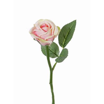 Textilblume Rose GABI, rosa-grün, 25cm, Ø5cm