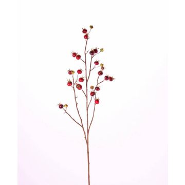 Künstlicher Kartoffel-Rosen Zweig GERDA mit Hagebutten, rot, 110cm