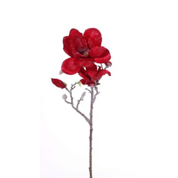 Kunstzweig Magnolie SIMKA, gefroren, rot, 60cm, Ø8-15cm