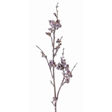 Kunst Apfelblütenzweig YUKI mit Blüten, Frost, grau-lila, 90cm