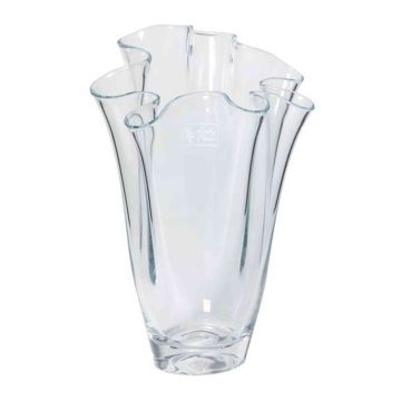 Vase mit gewellten Rand JODY OCEAN aus Glas, klar, 27cm, Ø21cm