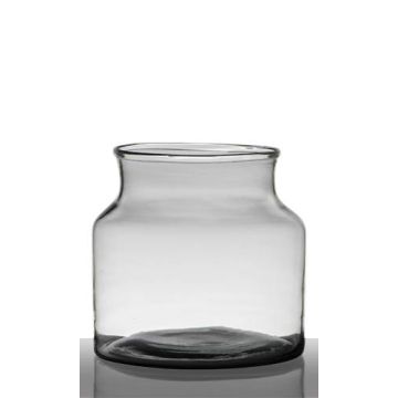 Recyceltes Glas für Kerzen QUINN EARTH, klar-grün, 22,5cm, Ø18cm