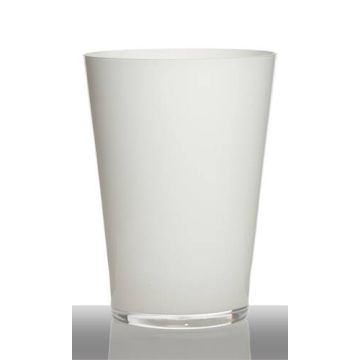 Vase ANNA EARTH, konische Form, Glas, weiß, 30cm, Ø22cm