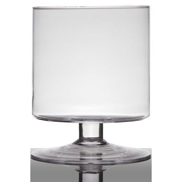 Glas Windlicht mit Standfuß LILIAN, transparent, 19cm, Ø14cm