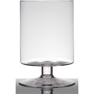 Glas Windlicht mit Standfuß LILIAN, transparent, klar, 29cm, Ø19cm