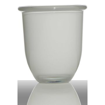 Übertopf aus Glas FYNN, weiß, 17cm, Ø15,5cm
