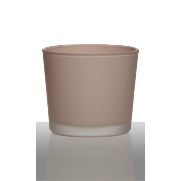 Großer Teelichthalter ALENA FROST, Glas, hellrosa matt, 9cm, Ø10cm