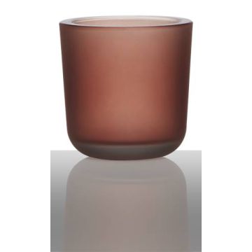 Glas Halter für Teelicht NICK, burgunderrot-matt, 7,5cm, Ø7,5cm