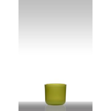 Glas Halter für Kerzen NICK, hellgrün, 13cm, Ø14cm