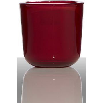 Glas Halter für Teelicht NICK, rot, 7,5cm, Ø7,5cm