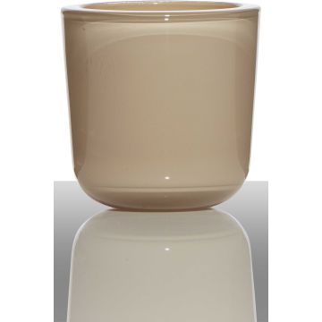 Glas Halter für Teelicht NICK, beige, 7,5cm, Ø7,5cm