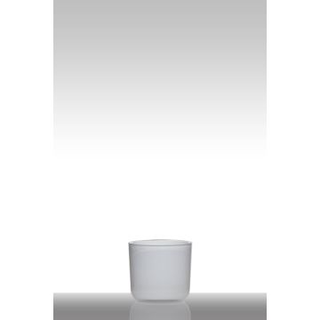 Glas Halter für Kerzen NICK, weiß, 13cm, Ø14cm