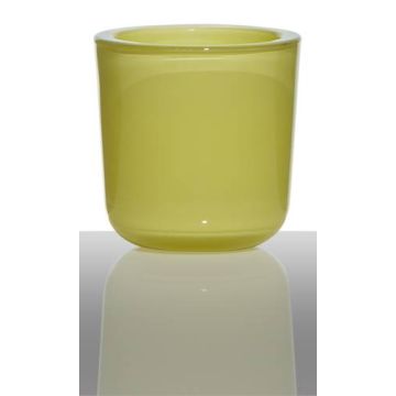 Glas Halter für Teelicht NICK, gelb-grün, 7,5cm, Ø7,5cm