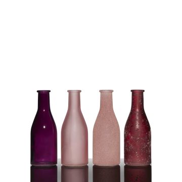 Deko-Flaschen aus Glas ANYA, 4 Stück, rosa-pink, 18cm, Ø6cm