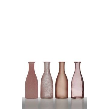 Deko-Flaschen aus Glas ANYA, 4 Stück, rosa, 18cm, Ø6cm