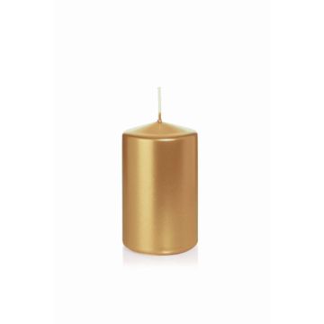 Festliche Stumpenkerze ROSELLA, gold, 10cm, Ø6cm, 33h - Made in Germany
