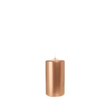 Festliche Stumpenkerze ROSELLA, roségold, 15cm, Ø8cm, 69h - Made in Germany