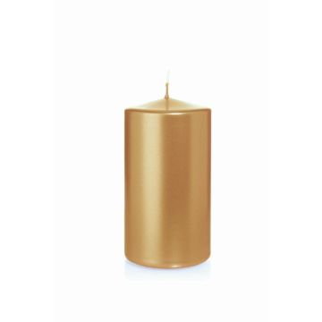 Festliche Stumpenkerze ROSELLA, gold, 13cm, Ø7cm, 52h - Made in Germany