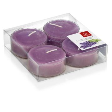 Teelichter ASTRID mit Duft, Lovely Lavender, 4 Stück, violett, 1,9cm, Ø5,7cm, 8h