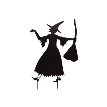 Halloween Dekoration Silhouette Hexe SPOOKY WITCH, Metall, schwarz, 140cm