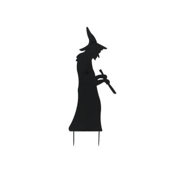 Halloween Dekoration Silhouette Hexe SPOOKY WITCH, Metall, schwarz, 110cm