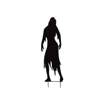 Halloween Dekoration Silhouette Frau SPOOKY ZOMBIE, Metall, schwarz, 135cm