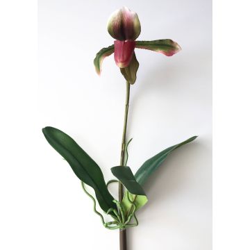 Kunst Paphiopedilum Orchidee VELANA, Steckstab, violett-grün, 40cm