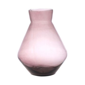 Glas Blumen Vase RAMUNDA, recycelt, violett-klar, 25cm, Ø19cm