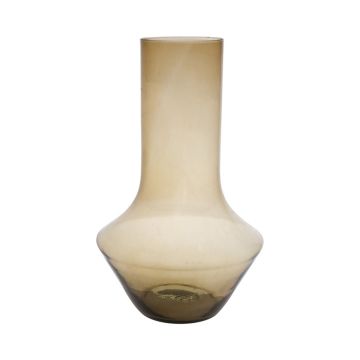 Glas Blumen Vase ENEDINA, recycelt, orange-braun-klar, 30cm, Ø19cm