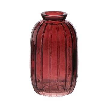 Flasche SILVINA aus Glas, Rillen, rotbraun-klar, 11,8cm, Ø7cm