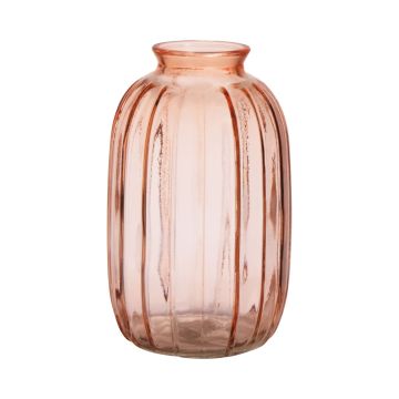 Flasche SILVINA aus Glas, Rillen, zartrosa-klar, 17,7cm, Ø10,8cm