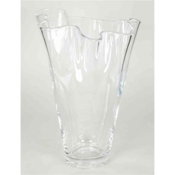 Vase mit gewellten Rand JODY OCEAN aus Glas, klar, 35cm, Ø24cm
