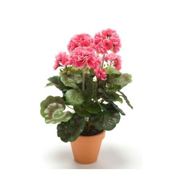 Künstliche Geranie MASALIA im Tontopf, rosa, 35cm, Ø6-10cm