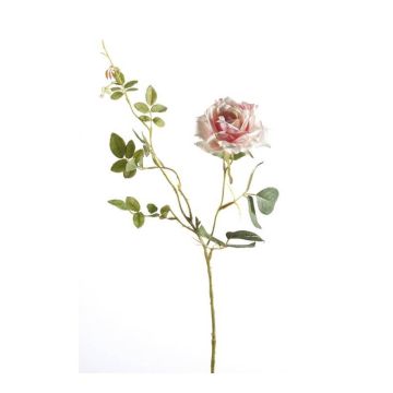 Textilblume Rosenzweig BEATA, rosa-weiß, 75cm, Ø10cm