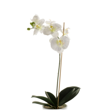 Kunst Phalaenopsis Orchidee ISIS, Steckstab, weiß, 60cm