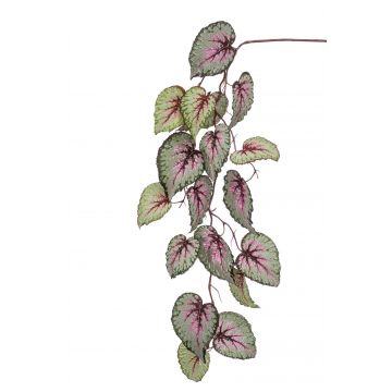 Kunst Blattbegonien Zweig MEIRA, grün-rosa, 110cm